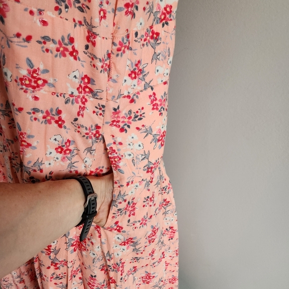 100% Cotton Floral print Cottagecore side button Sleeveless Tank Midi Maxi Dress - Picture 8 of 16